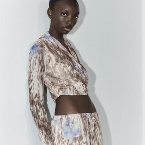 ZARA Printed tulle crossover top SIZE M 5039/137/049 - Picture 4 of 8